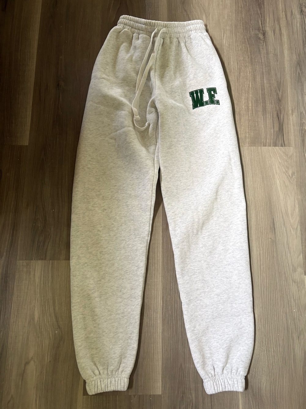 White Fox Heather Gray Sweatpants with Green Logo